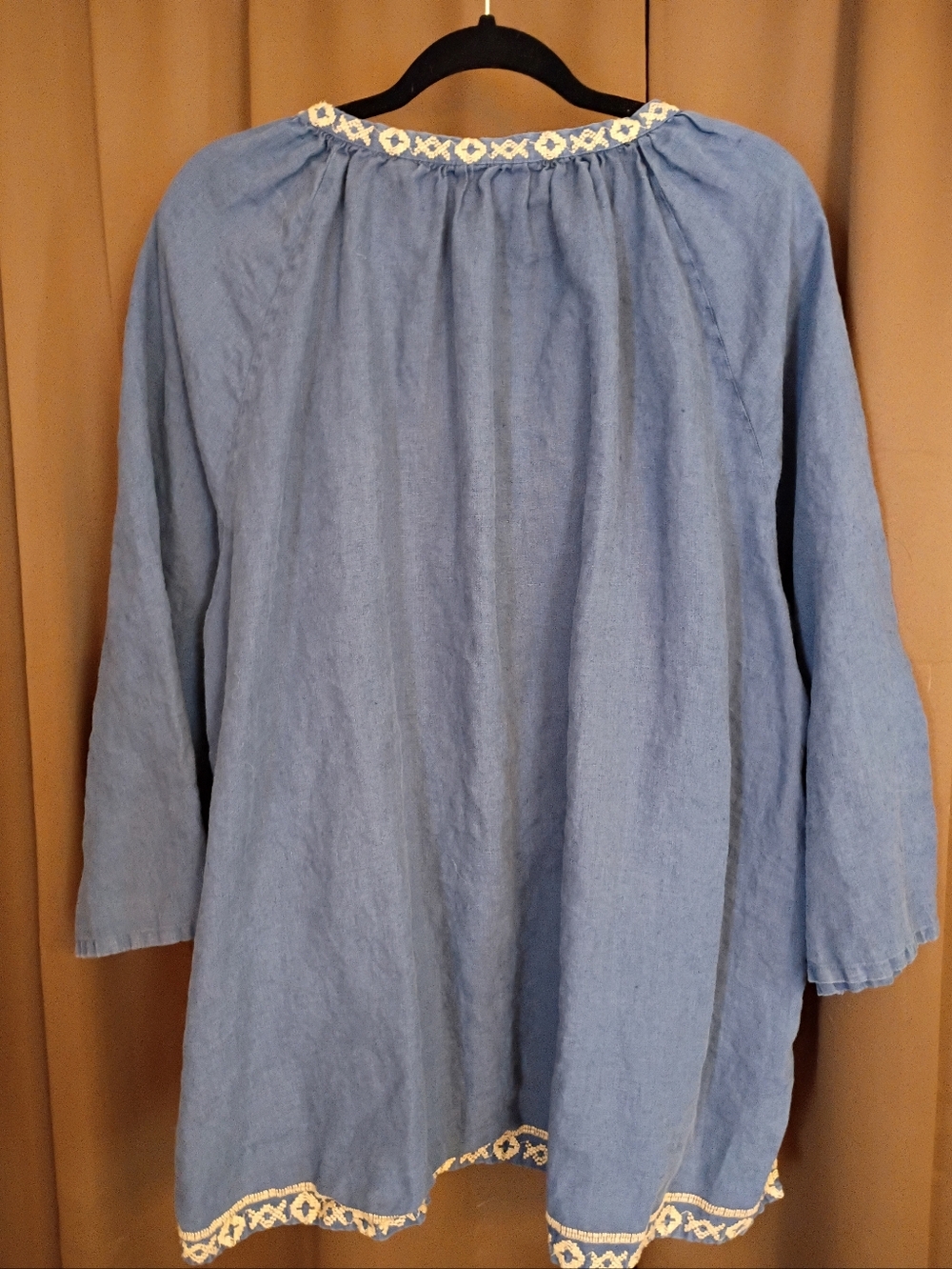 Johnny Was Embroidered Blue Linen Tunic Blouse. Fabulous Condition! 2X - Picture 7 of 10